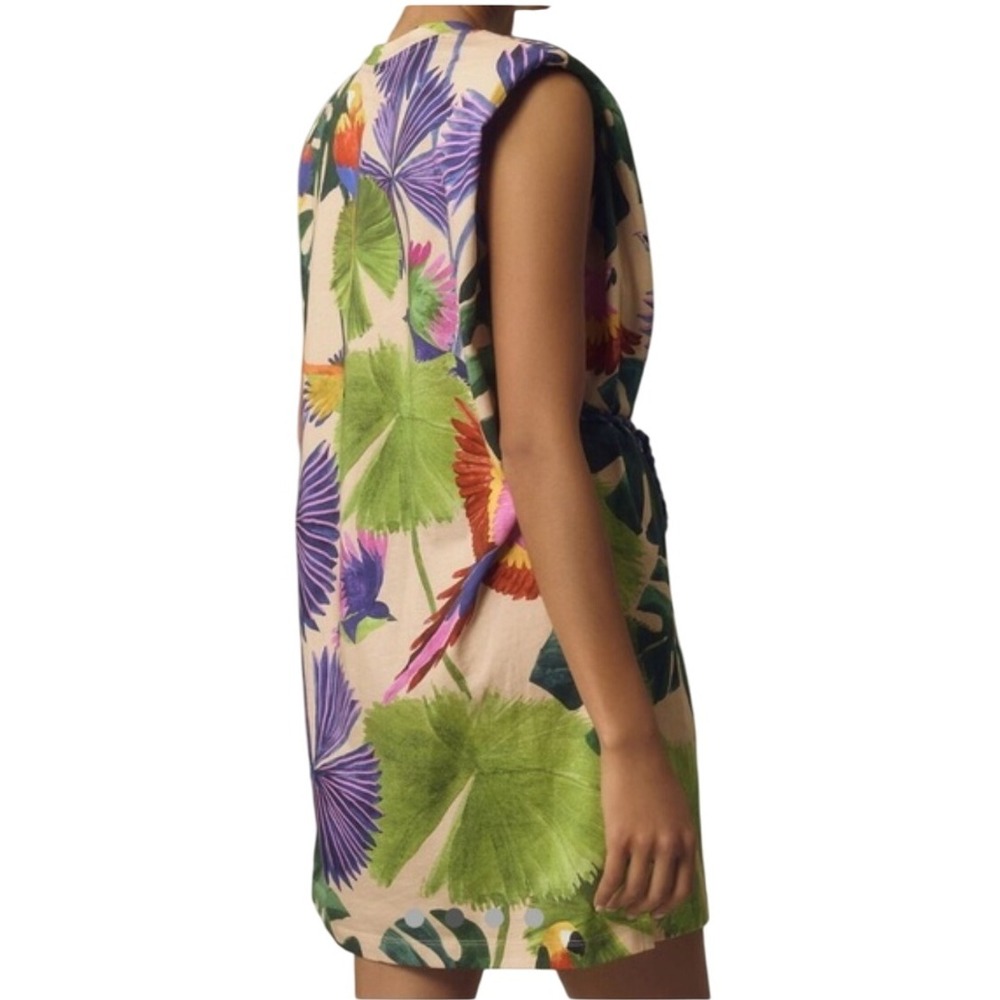 FARM RIO Sand Macaw Jungle Organic Cotton T Shirt Dress Sz M and L Tropical Boho - Picture 7 of 16